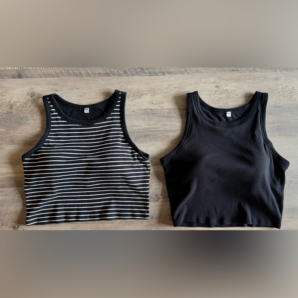 Uniqlo Ribbed Cropped Bra Top 2pc